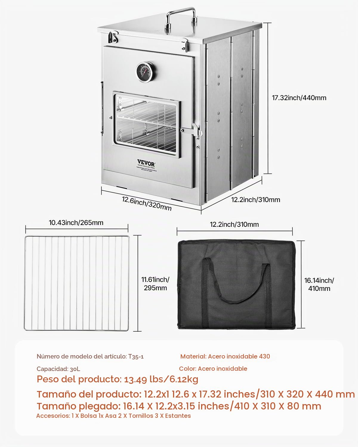 VEVOR Horno de camping al aire libre, estufa de camping portátil para camping, patio, picnic, cocina al aire libre
