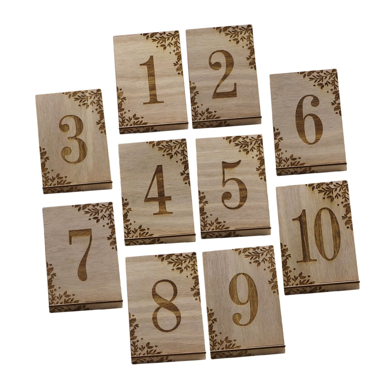 STOBAZA Elegant 10pcs Wooden Table Numbers for Wedding 1-10 Rustic Sturdy Numbers Sign Wedding Decorative