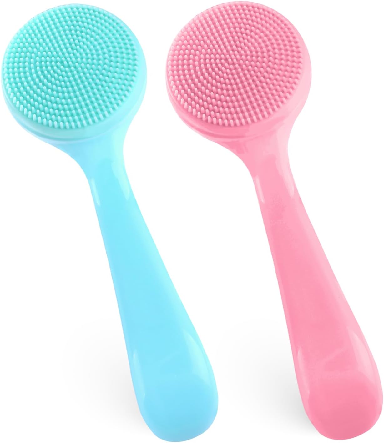 Silicone Face Scrubber,2 Pcs Face Exfoliator Brush Facial Cleansing Brush for Blackheads Makeup Residues Removal Makeup Tool for All Skin Types (Blue and Pink)