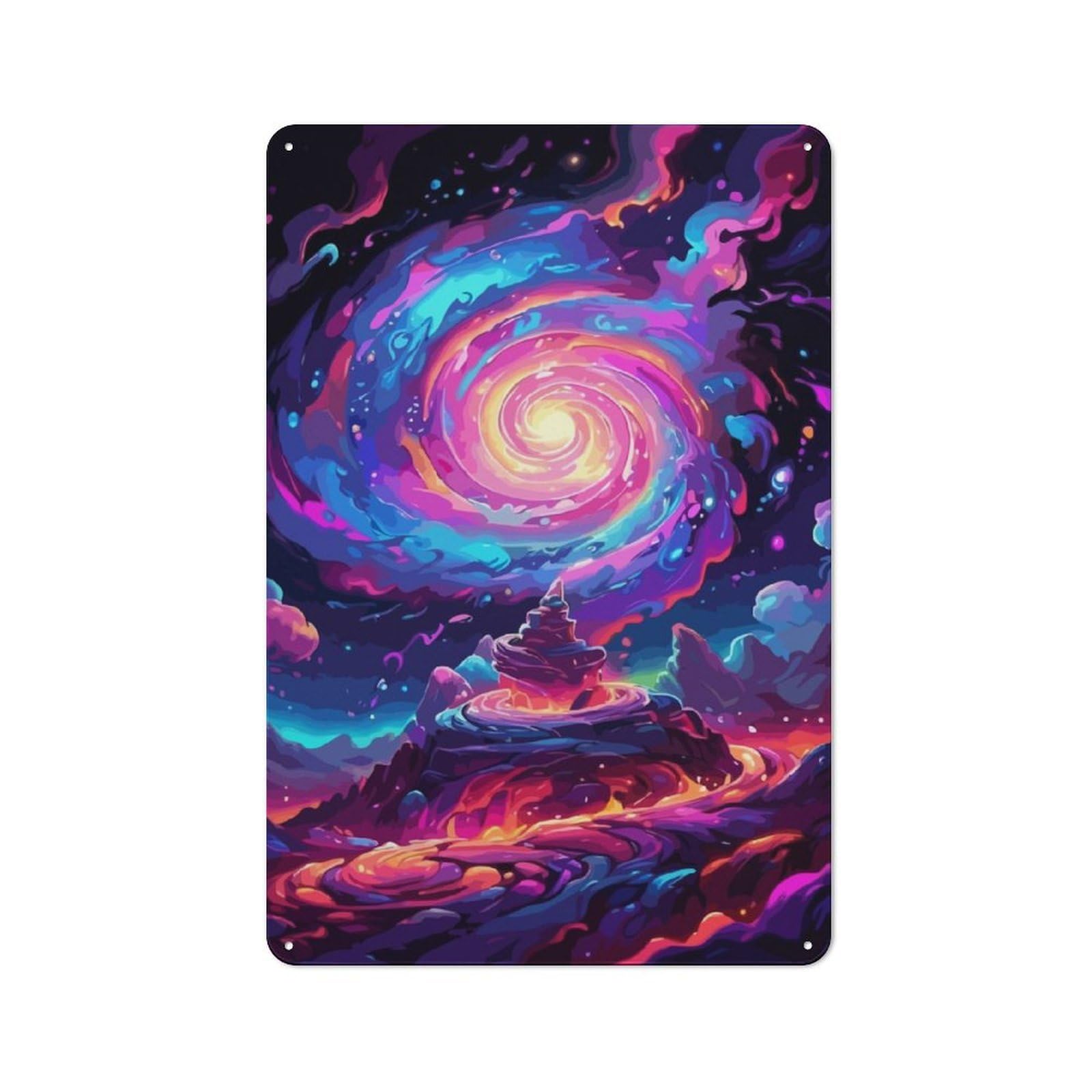 Junmoney Swirling Galaxy Tin Wall Plaque 30X20cm With For Living Room Or Hallway, For Garage, Workshop And Man Cave Decoration