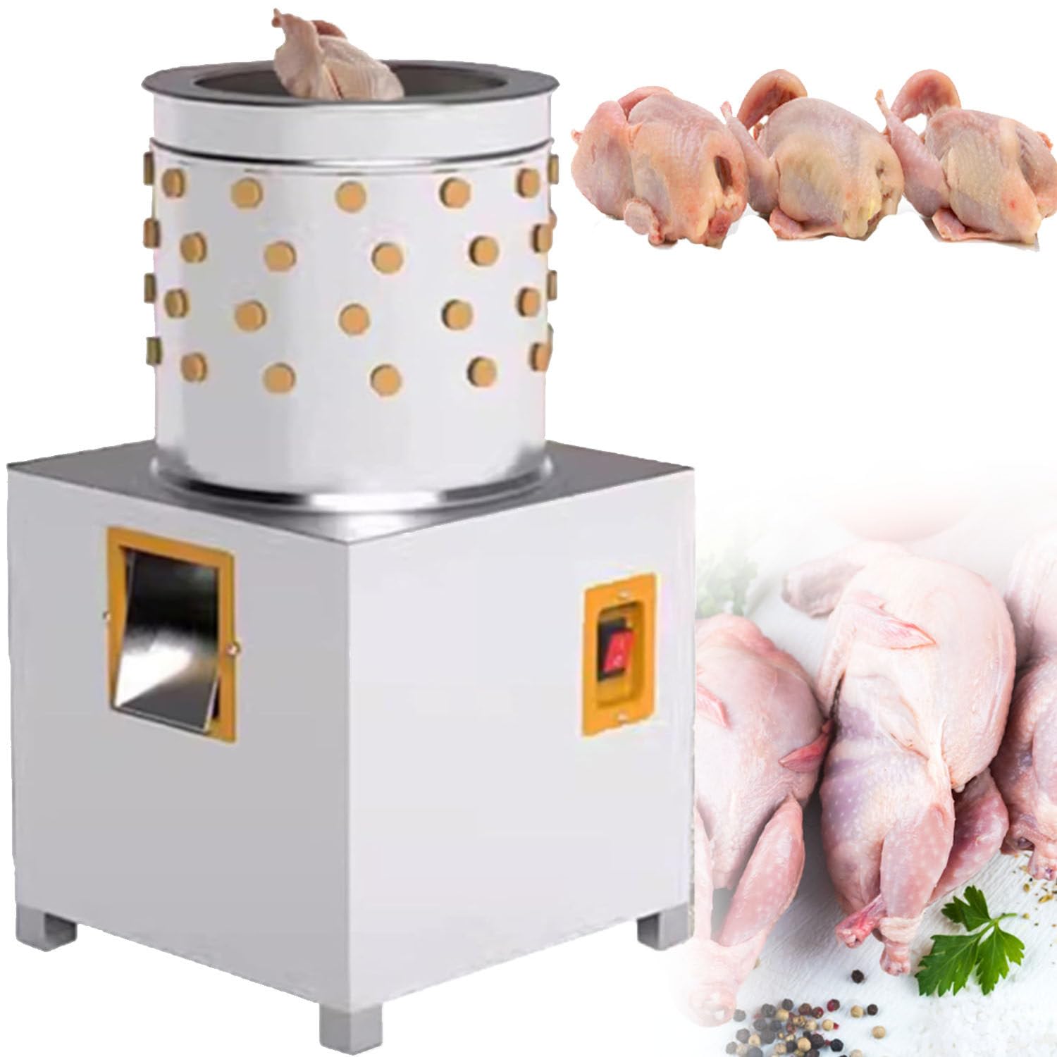 Macchina di spennatura del pollo, 210W Plucker elettrico del pollo, Macchina di raccolta del pollame dell'acciaio inossidabile, 3-5 piccole capacità di pollo una volta, piuma rapida, per la