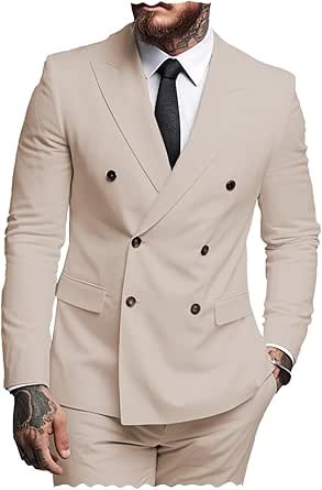 MoranX Men's Classic 3-Piece Wool Plaid Suit - Regular Fit Blazer, Vest & Pants For Wedding, Business, Formal