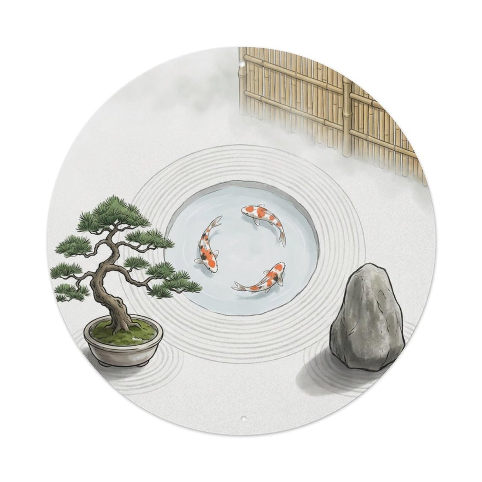 Galvaxio Style Japanese Koi Fish Zen Circle Meditation 1 Metal Tin Sign