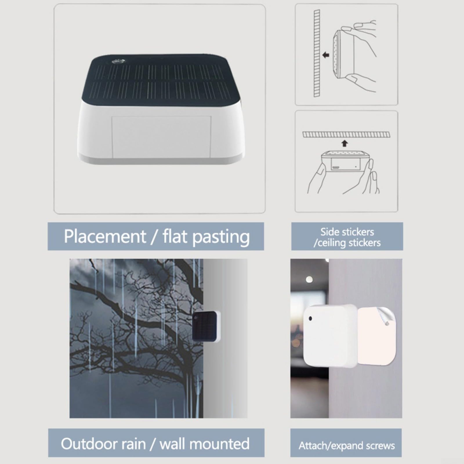 Trayne Capteur de lumière solaire extérieur pour Zigbee étanche IP65 Détection de luminosité 83000LUX, ABS + PC Boîtier de charge Automatique Contrôle d'éclairage