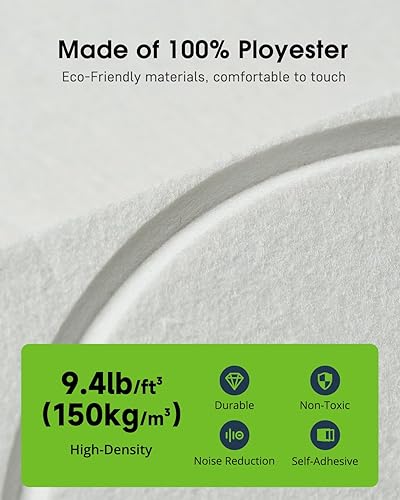 Miniatura 5 de Paquete de 12 paneles de espuma a prueba de sonido para paredes, paneles acústicos autoadhesivos, paneles a prueba de sonido de 12 x 12 x 0.4