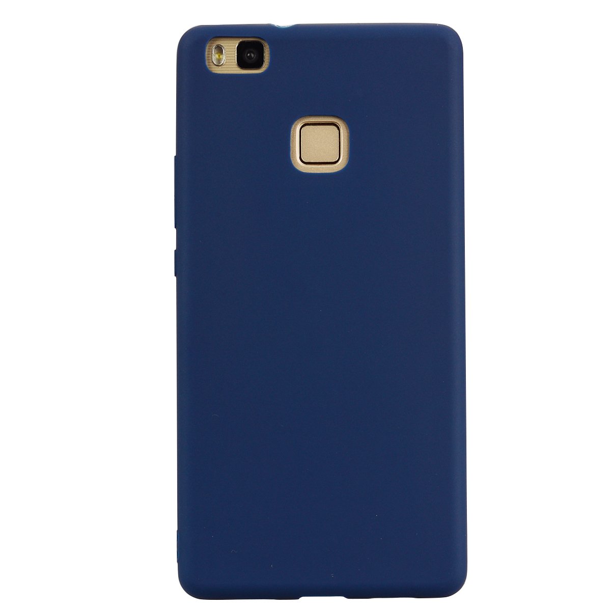 cuzz Huawei P9 Lite Case + (1 Piece Tempered Glass Screen Protector) Solid Colour Premium Flexible TPU Silicone Case Slim Ultra Light Non-Slip Anti-Shock Cover (Dark Blue)