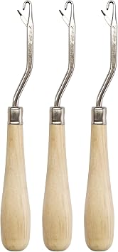 HSYMQ Latch Hook Tools, 3Pack Wooden Bent Latch Hooks