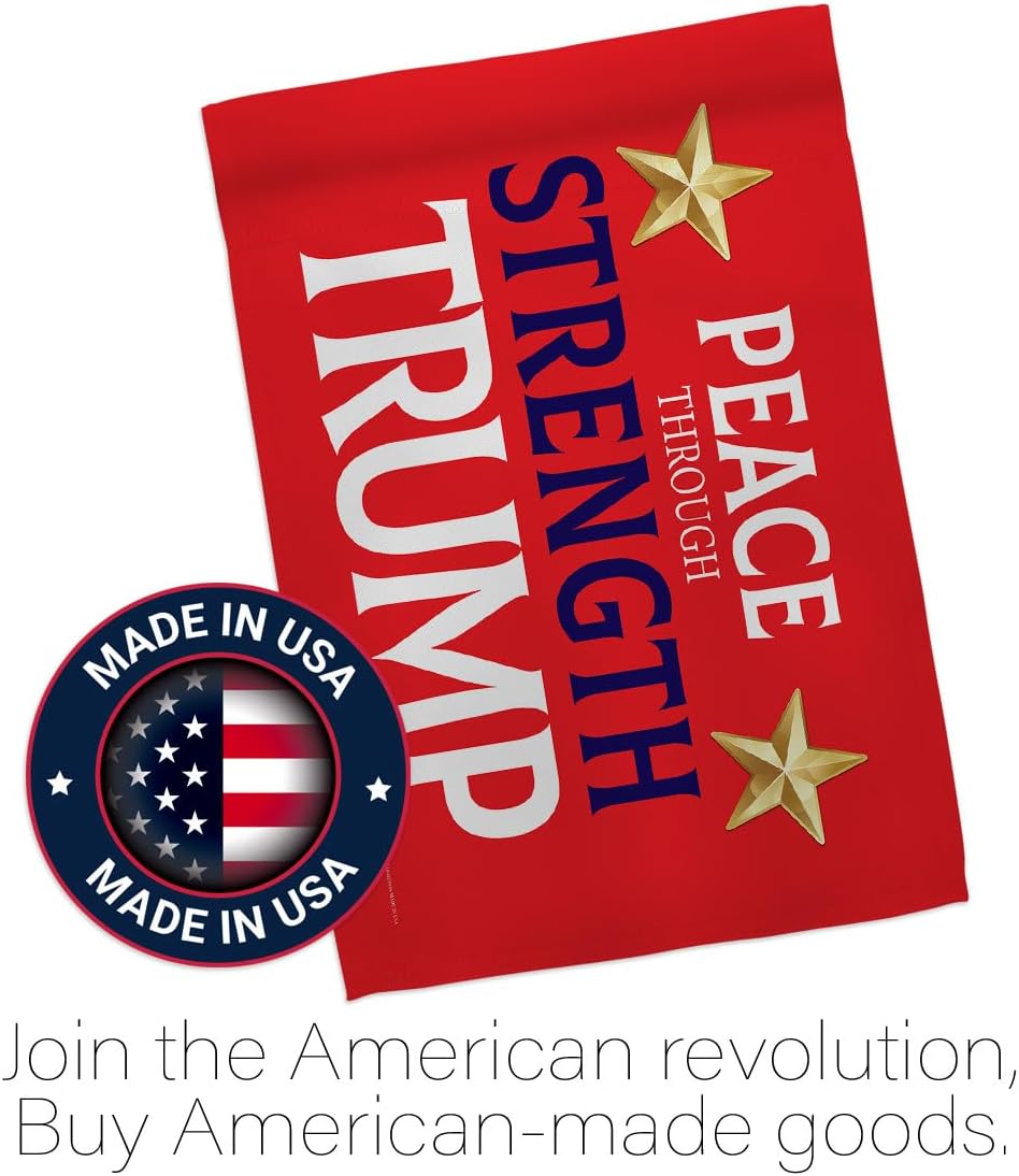 Trump Flag Red Peace Through Strength Mailbox Pole Kit Wall Mount Yard Home Porch Rally Survivor 2024 President 47 MAGA Sign Patio Poster Patriotic Decorations, Republican Gifts Made in USA