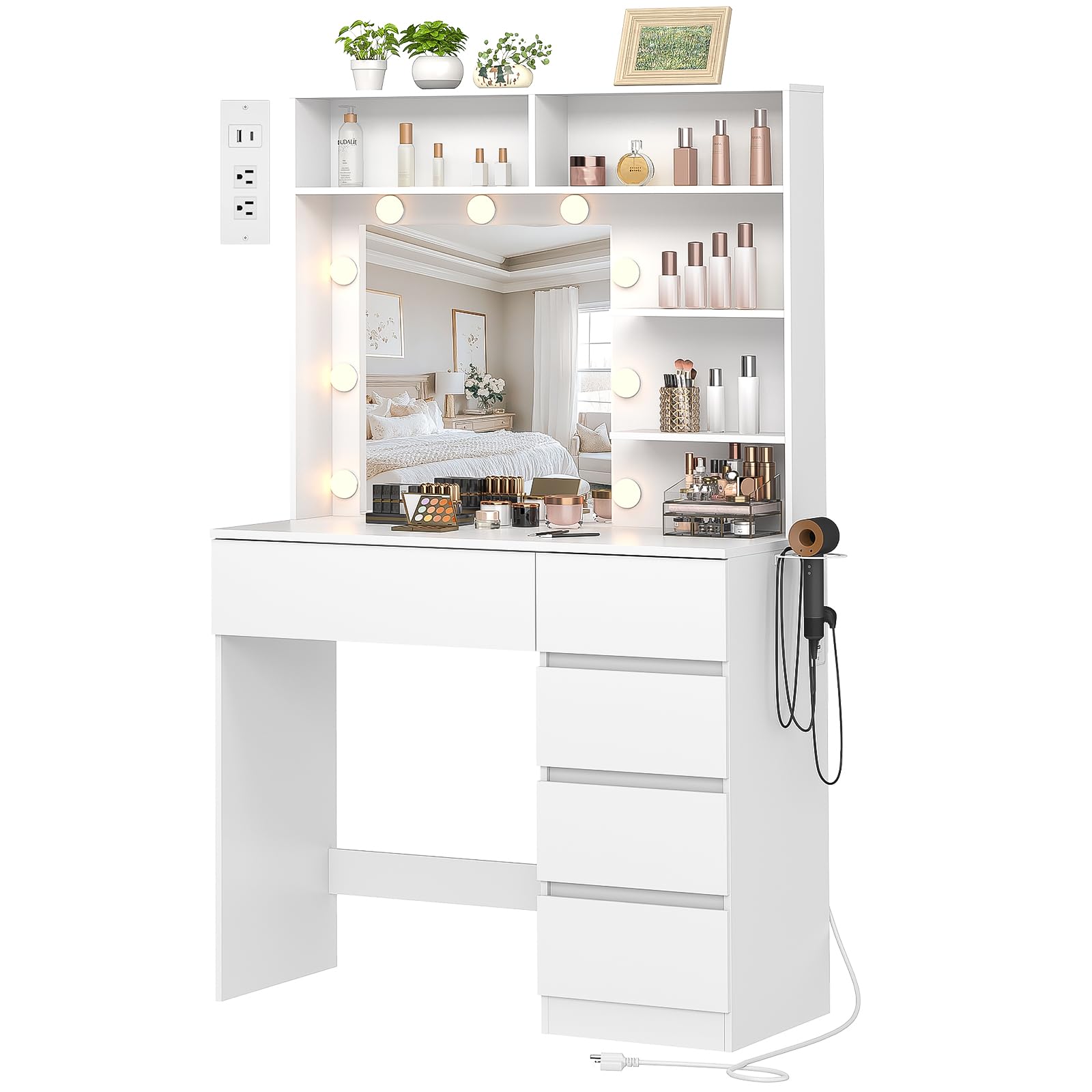 LED Makeup Vanity Table with Drawers