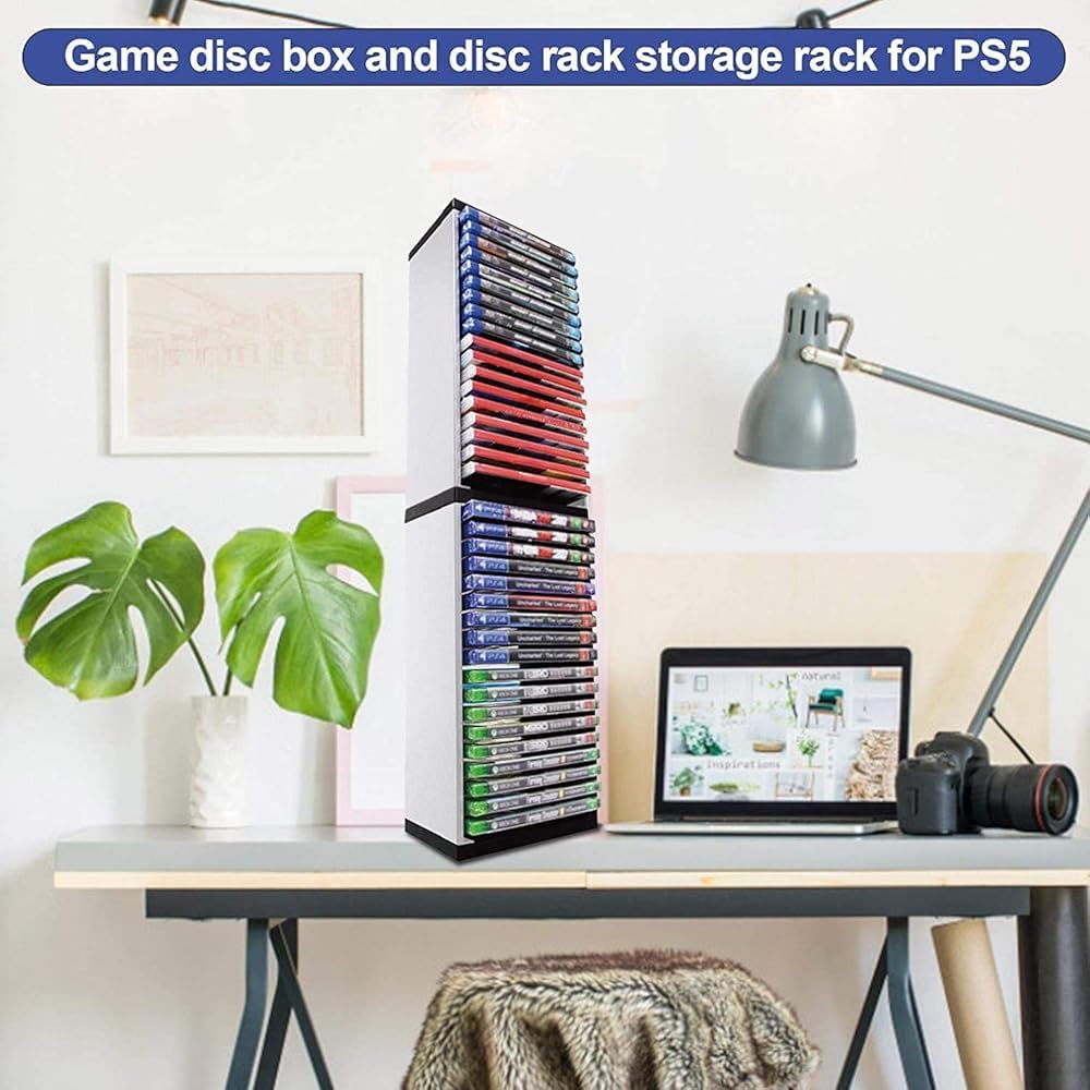 Torre de almacenamiento de videojuegos, organizador para PS5, capacidad para múltiples juegos, diseño compacto para un fácil acceso, ideal para jugadores y organización de sala de juegos