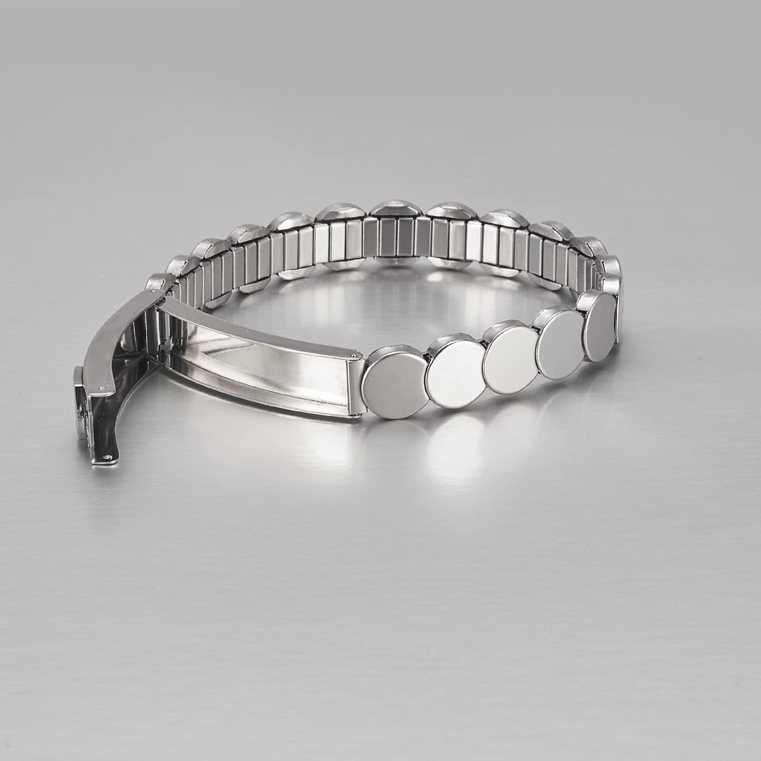 Medical Alert Id Bracelets for Women, 6.88in Stainless Steel Elastic Bracelet for Diabetes Type 1 2, Allergy(Silver) - Image 4