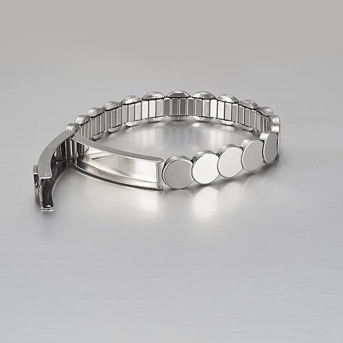 Miniatura 4 de Pulseras de identificación de alerta médica para mujer, pulsera elástica ajustable de emergencia de acero inoxidable plateado de 7.48 pulgadas