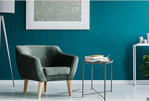 Miniatura 2 de Hollyhome - Mesa auxiliar de charola de metal, para sofá, mesa pequeña redonda, anticorrosión e impermeable para exteriores e interiores, mesa para