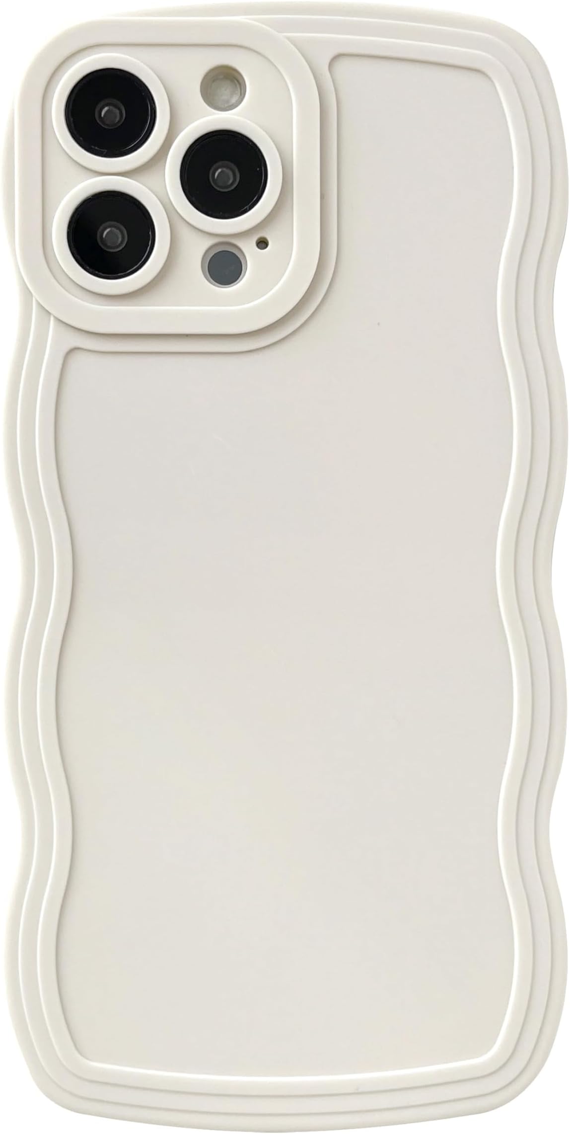 Caseative Solid Color Curly Wave Frame Soft Compatible with iPhone Case (White,iPhone 13 Pro Max)