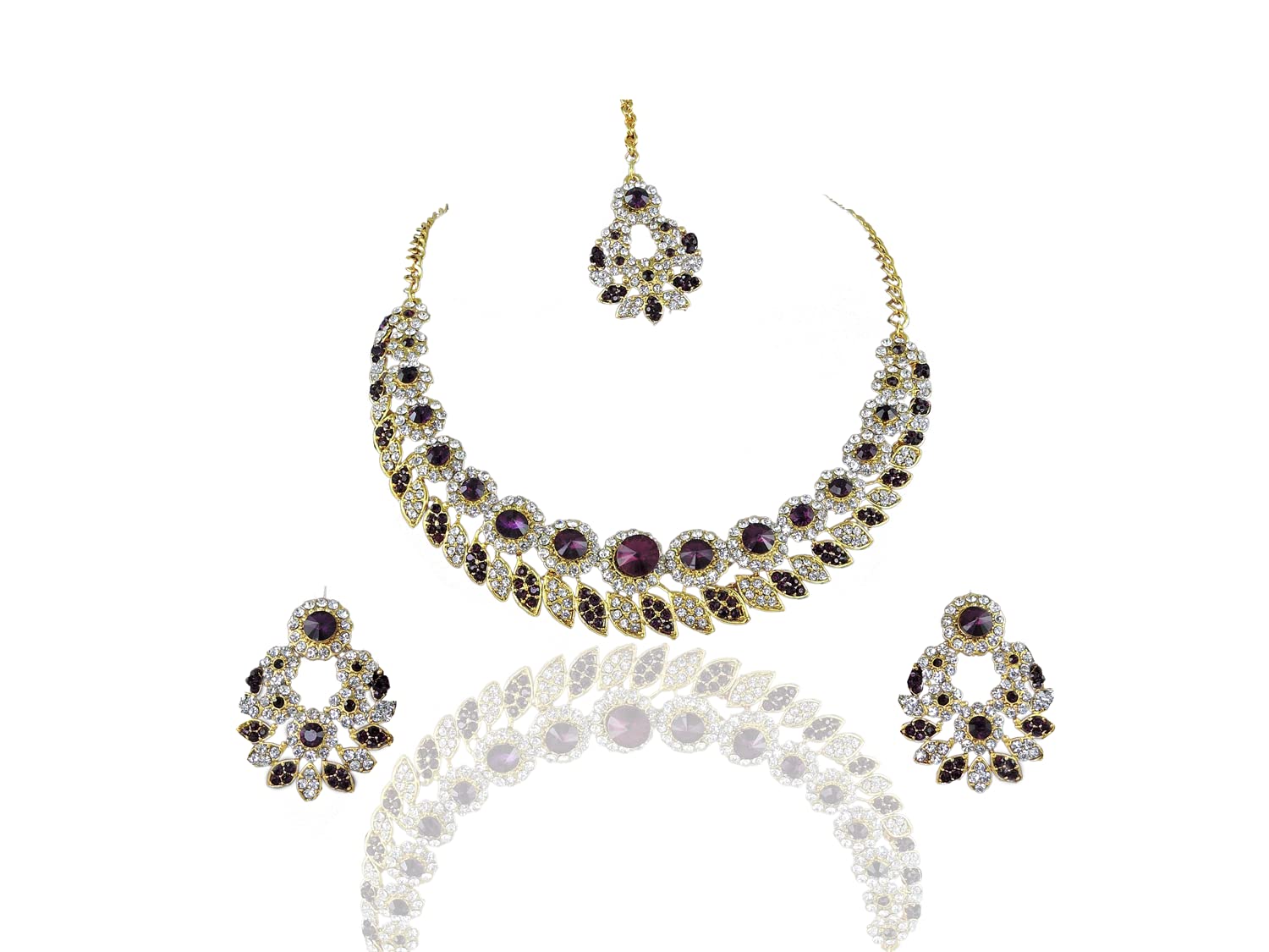 KAHAR CREATION Traditional Gold Plated Designer Stylish Bridal Jewellery Necklace Set (PURPLE) (B0BRCM4VDV) Amazon Price History, Amazon Price Tracker