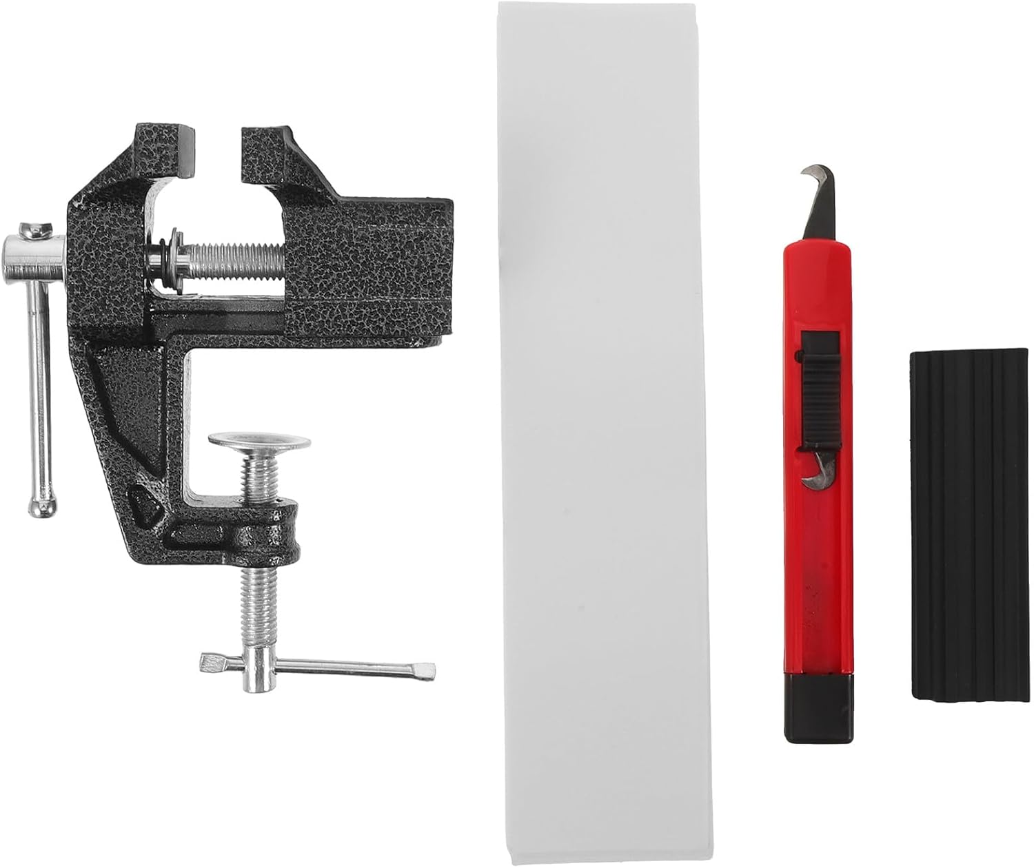 4pcs Golf Grip Kit with Portable Shaft Vice Clamp, Rubber Fixture, Double-sided Tape, and Removal Hook Tool for Golf Club Regripping and Repair