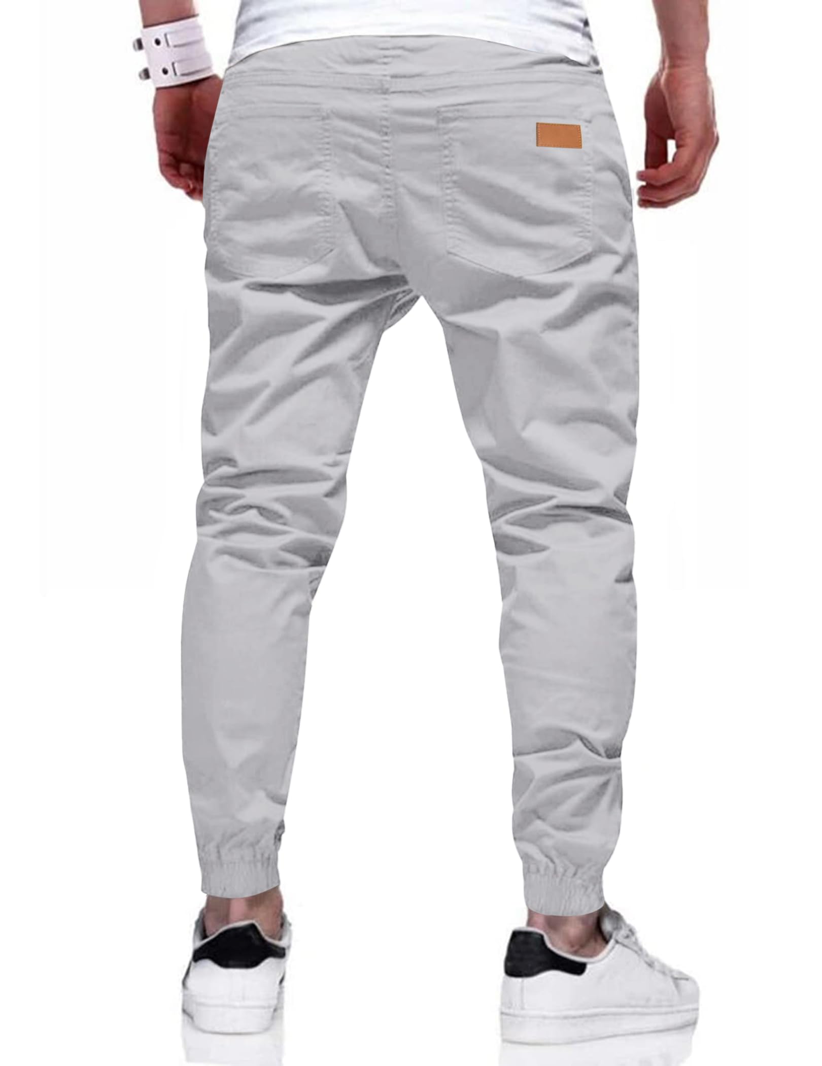 TARAINYA Pantaloni Uomo Cotone Jogging Chino Cargo con Tasche Laterali Coulisse Vita Elastica Casual