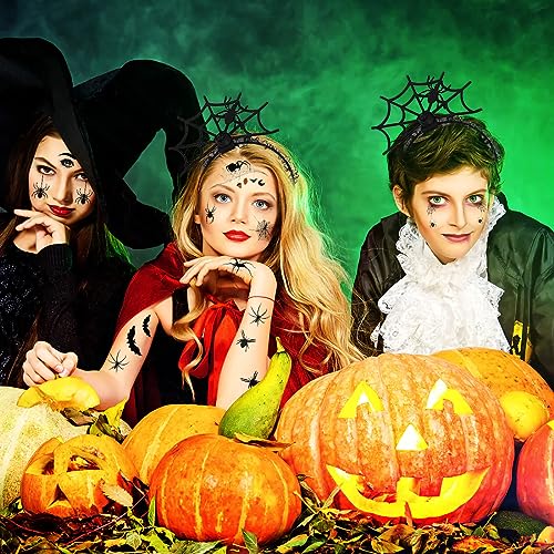 Spinne Haarreif für Halloween Kostüme, Haarband Mit Glitzereffekt, Temporäre Tattoos, Kinder Fasching Kostüm Karneval Party Accessoire