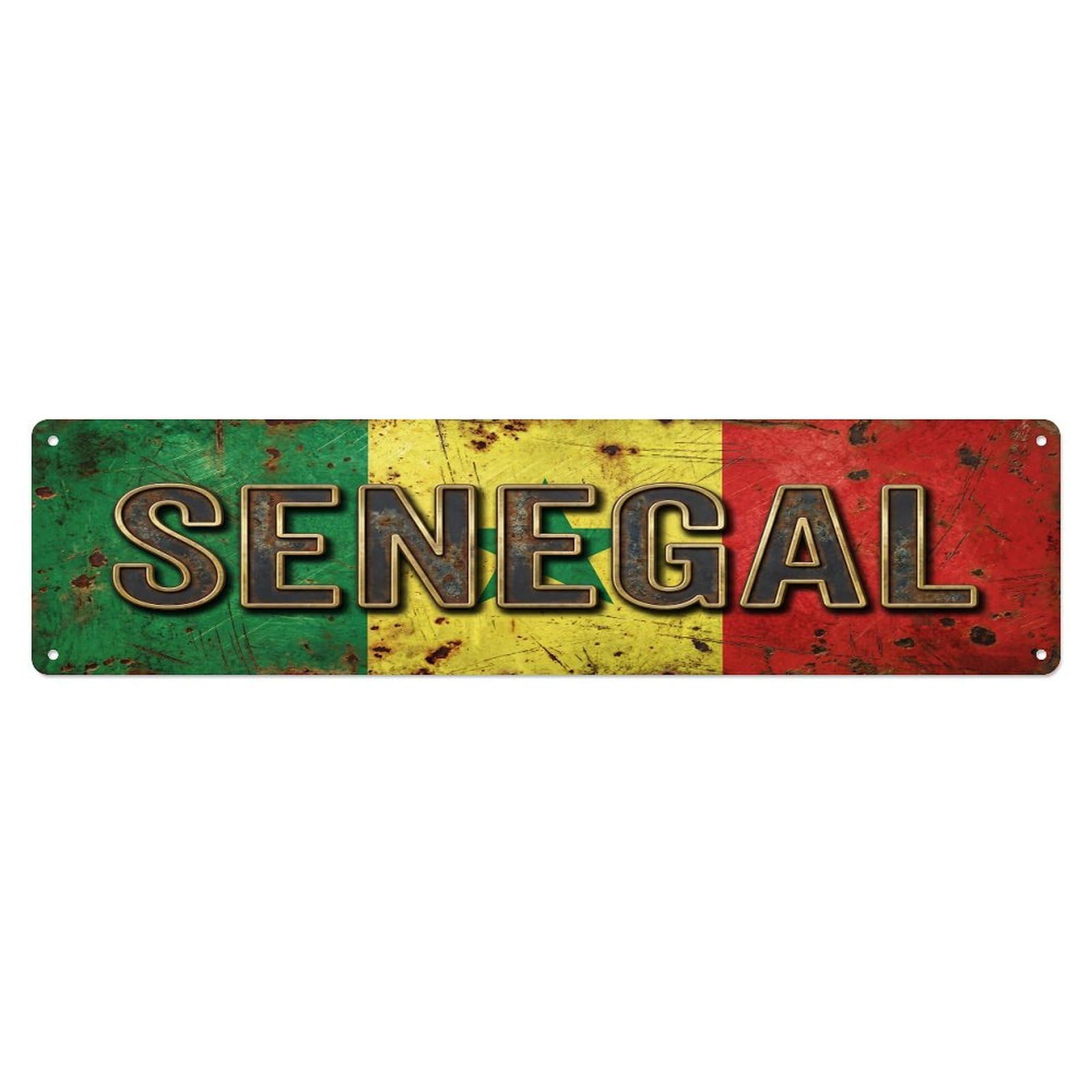 Vintage Senegal Flag Pattern Metal Tin Sign