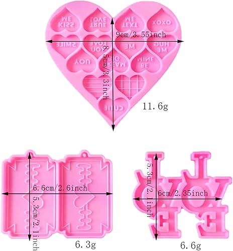 Miniatura 2 de appuivbt Molde de resina de silicona con texto en inglés "Love Letter", moldes de fundición para joyas, molde epoxi con agujero para colgar,