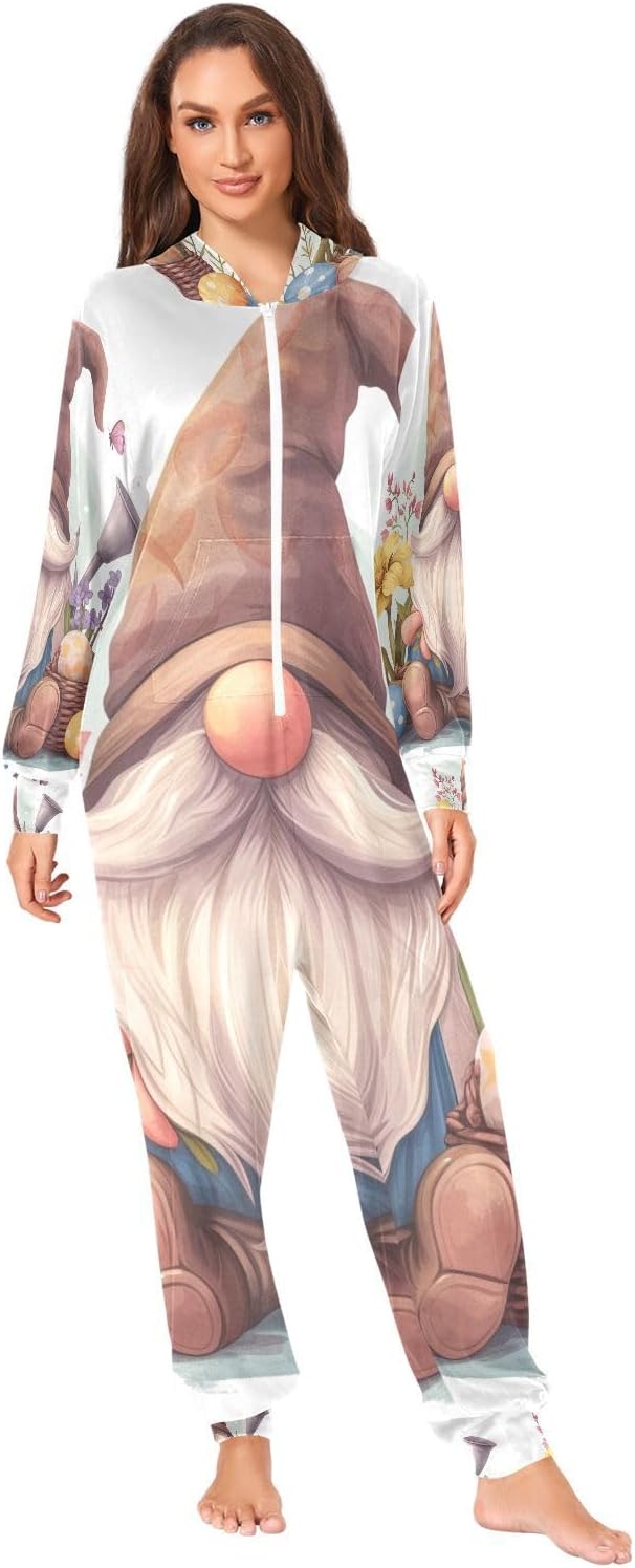 Gnomes Lavender Unisex Adult Onesie Pajamas Comfy One Piece Costume Jumpsuits Novelty Sleepwear Homewear for Men Women