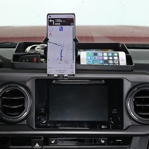 Miniatura 5 de CHEAYAR Soporte de dispositivo electrónico portátil para Tacoma 2016-2023, bandeja organizadora de tablero con soporte para teléfono, contenedor de