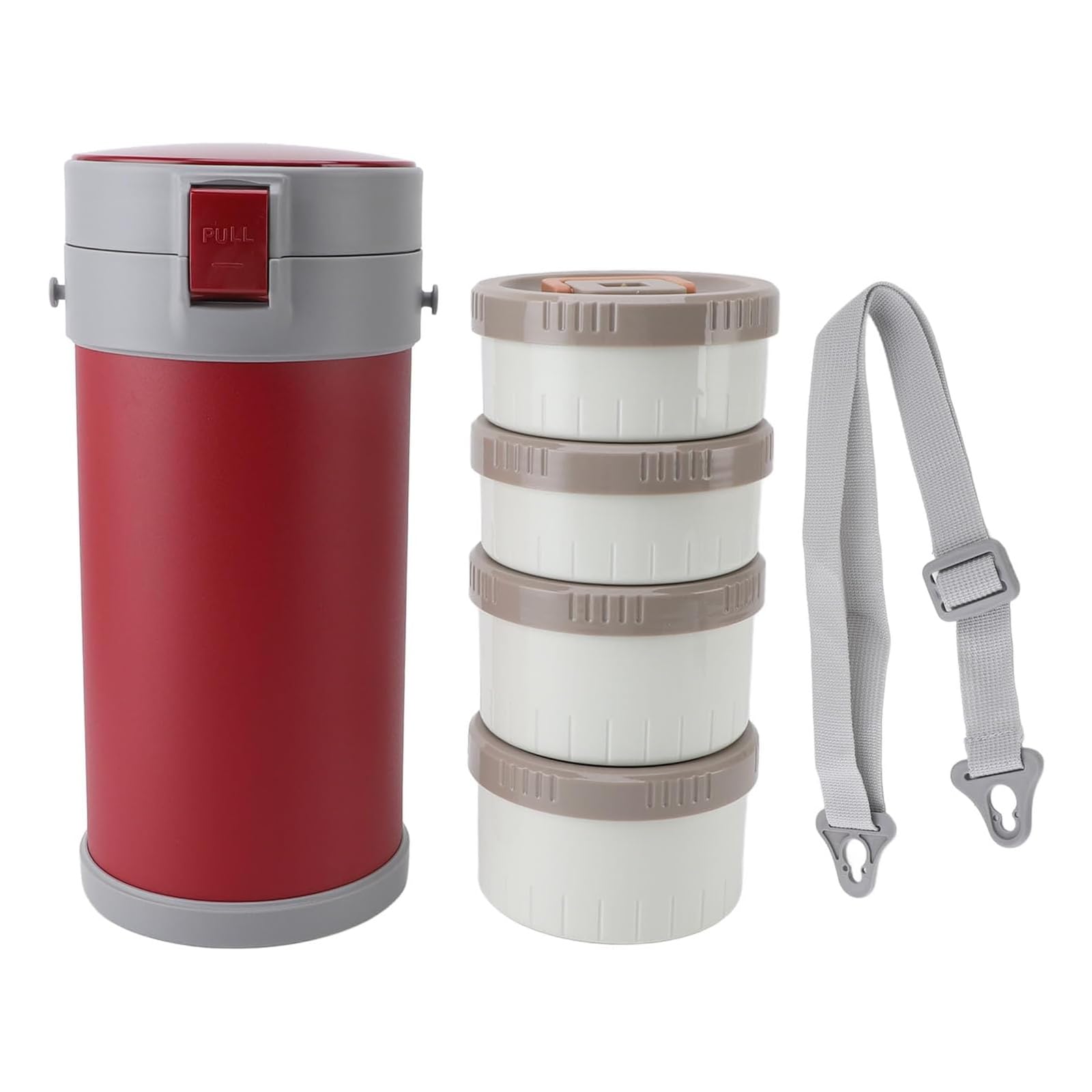 Pot Alimentaire Isolé, Boîte À Déjeuner Isolée en Acier Inoxydable avec 4 Boîtes Empilables, Garde Les Aliments Chauds Ou Froids Jusqu'à 12 Heures Et Étanche pour Le Camping en Voyage Scolaire