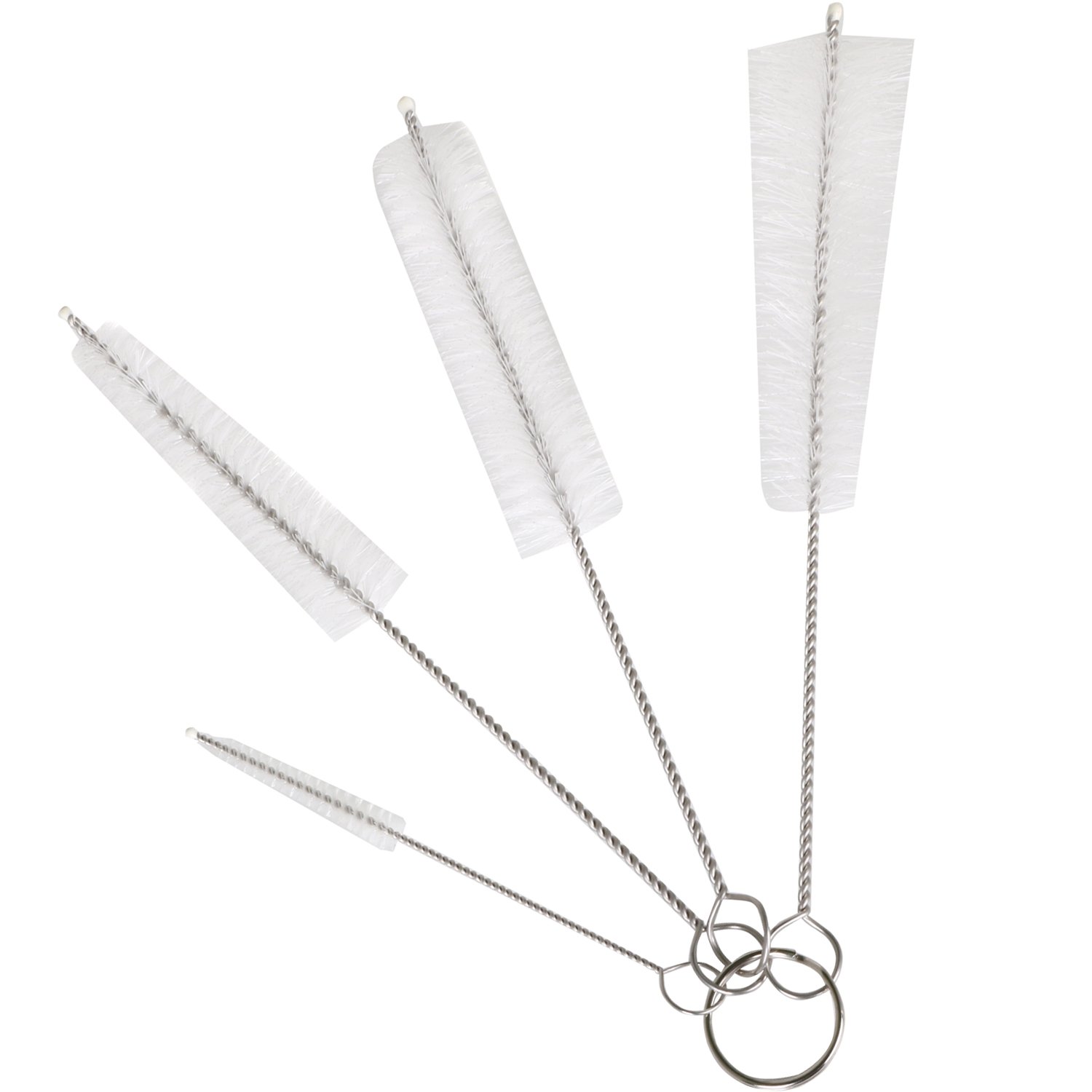 TRIXES 4PC Long Bottle Cleaning Brushes – Large Pipe Cleaner Brush Set – Flexible Scrubber Tool with Bristles for Hard to Clean Items – Straws, Baby Bottles, Tubes, Flasks, Drain – Kitchen Bathroom