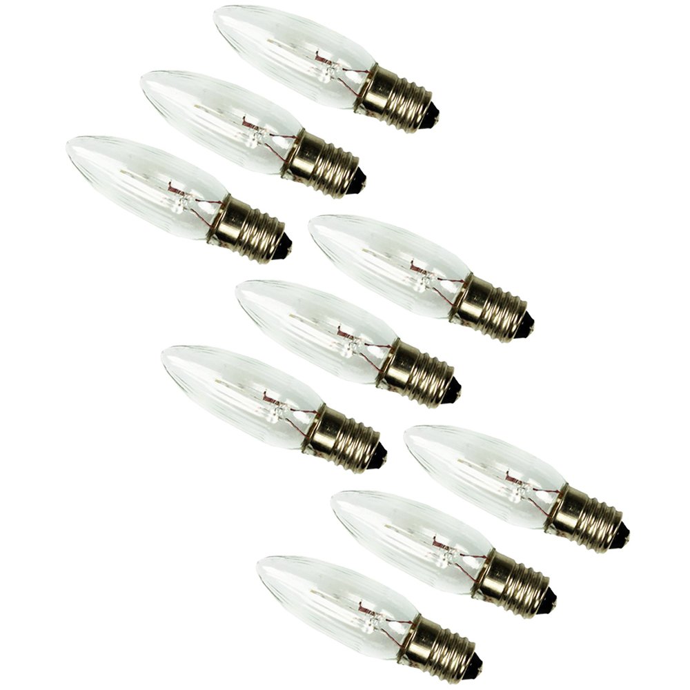 COM-FOUR® 9X Corrugated Candles for Schwipp Arches with 7 Lamps - Spare Bulbs for Fairy Lights or Pyramids - 34V / 3W, with E10 Screw Thread (09 Pieces - 34V)