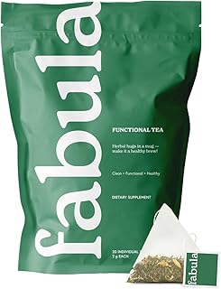 Fabula Focus Herbal Tea: Organic Green Tea, Calendula, Apple, Ashwagandha, Improving Focus and Mental Alertness, 20 sachets