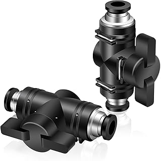 2 Pack Pneumatic Ball Valve, Push to Connect Fittings 1/4 Inch ODx 1/4 Inch OD, Air Flow Control Valve Installation Straight Quick Connect Union for Pneumatic Compressed Air Hydraulic
