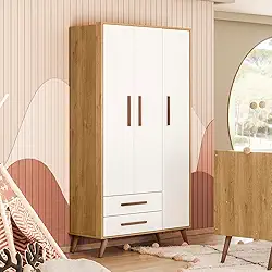 Guarda Roupa Roupeiro Infantil Qencanto Retrô 3830 Qmovi Freijó Branco Acetinado