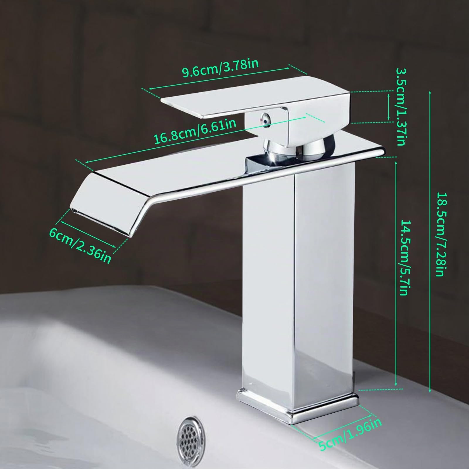 Grifo Lavabo de Cascada en Acero Inoxidable Plateado | Grifos para Lavabos con Cartuchos Cerámicos Grifo Lavabo Cascada Ahorro de Energía Grifos Monomando de Doble Mando Frío-Calor
