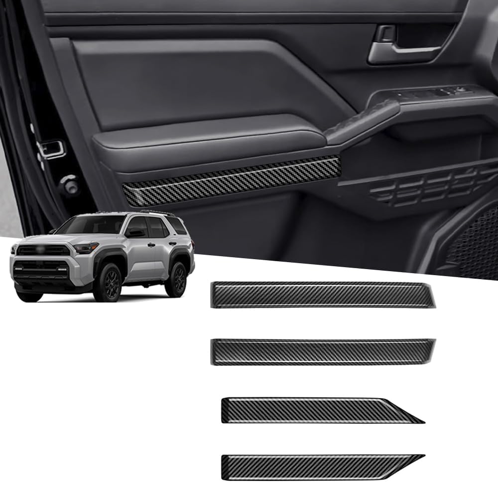 4 Pcs Door Sill Trim Panels for 4Runner 2025, Interior Lower Door Decor, Carbon Fiber Style Protection Guards, Interior 4runner 2025 Accessories (Carbon Fiber Texture)