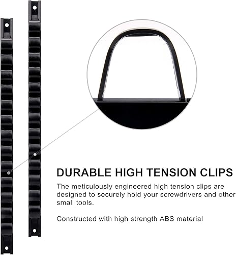 Miniatura 6 de CASOMAN Organizador de destornilladores y organizador de llaves, soporte para herramientas de mano, colgador de llave de riel de plástico con clips