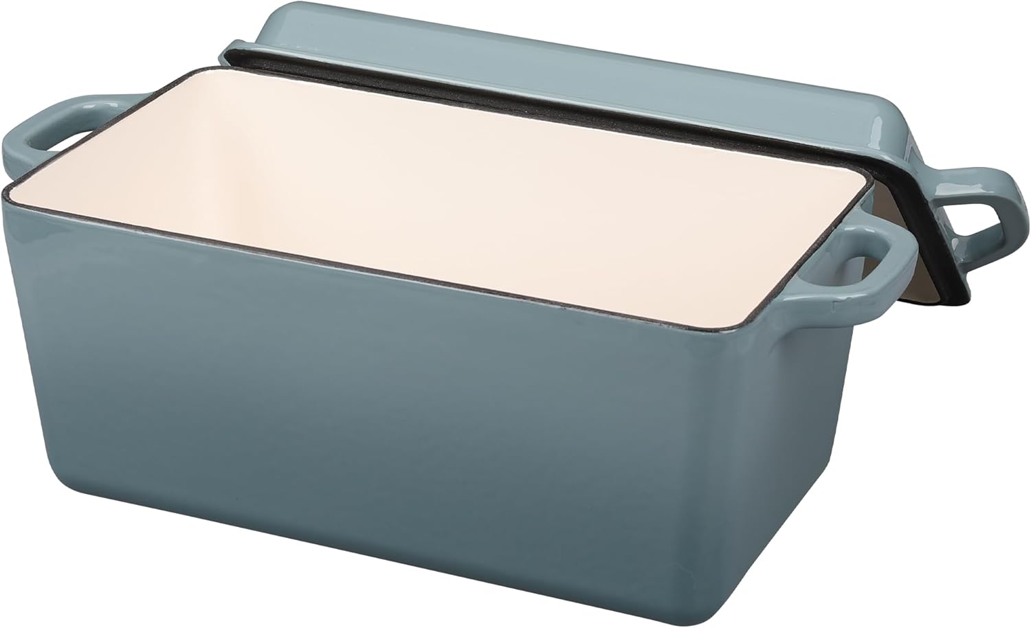 Enameled Cast Iron Dutch Oven, Oblong Bread Oven for Sourdough Bread Baking, Baking Pan, Dual Handles, Oven Safe, 4 Quart, Seasalt