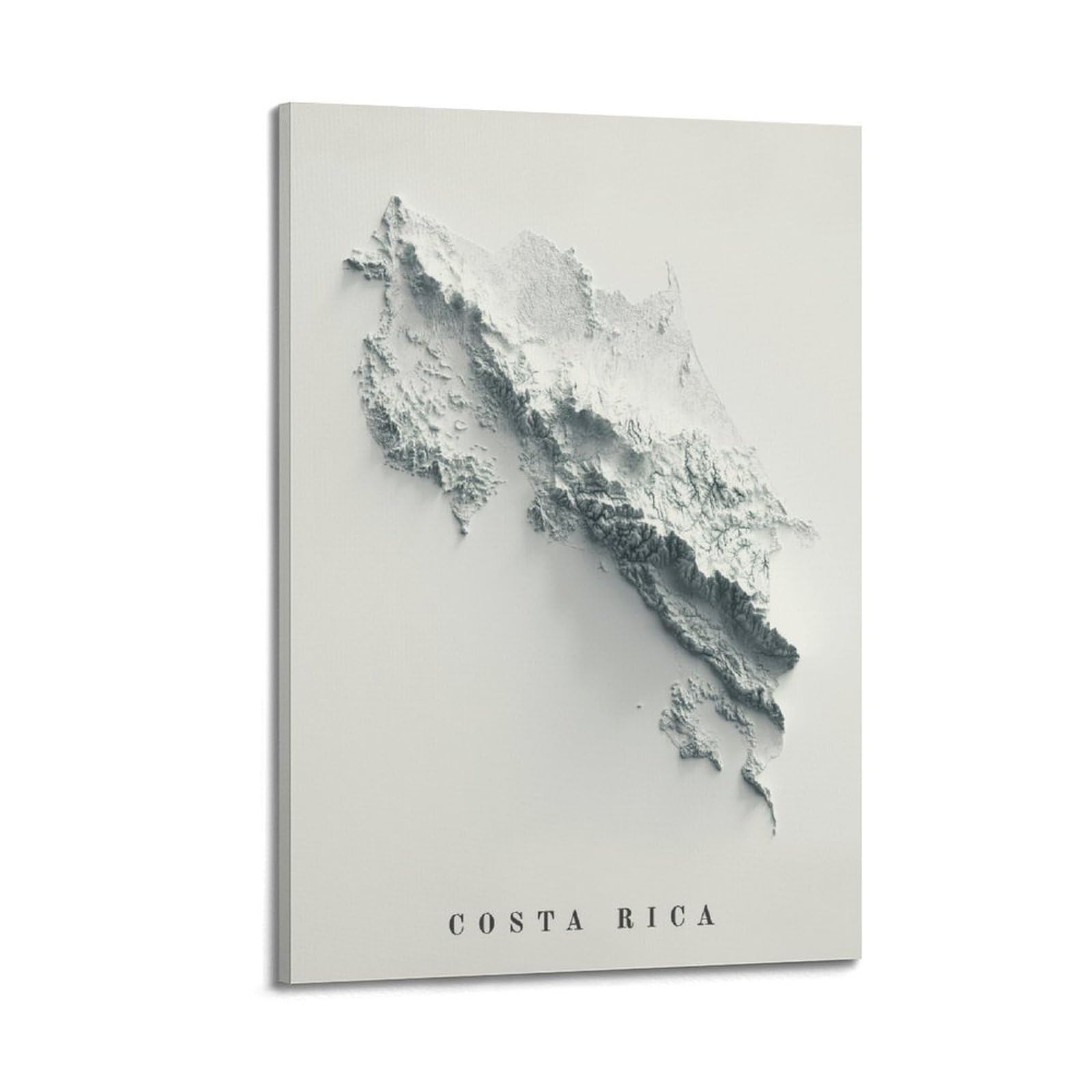 JIYAYCU Costa Rica Map Retro 2D Relief Map Poster Decorative Painting Canvas Art Picture 12x18inch(30x45cm)