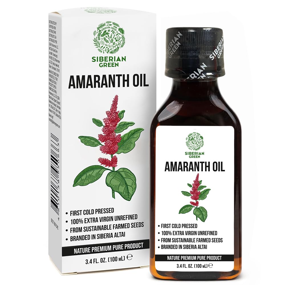 Olio Amaranto Siberiano | Naturale Extra Vergine Pressato a freddo 100 ml / 3,4 fl oz | Non raffinato grezzo Vegano No-GMO | Squalene esclusivo