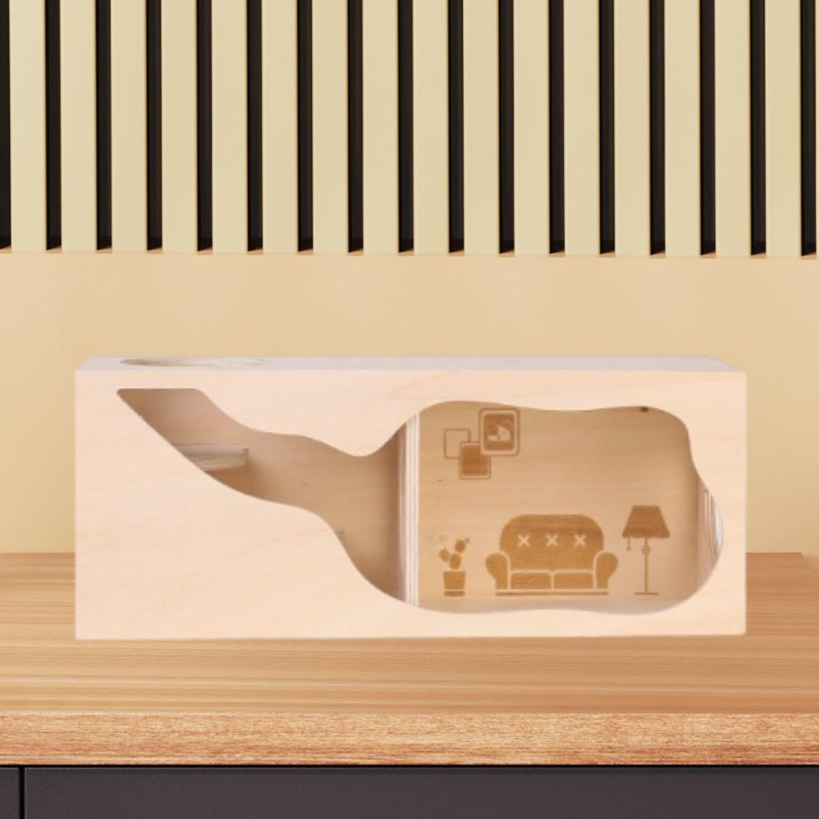 Hamster Abri en Bois pour Petits Animaux Habitat Cabane Cachette Tunnel Aire de Jeux Respirant Adaptée Hamster Souris Gerbille Logement Intérieur, L