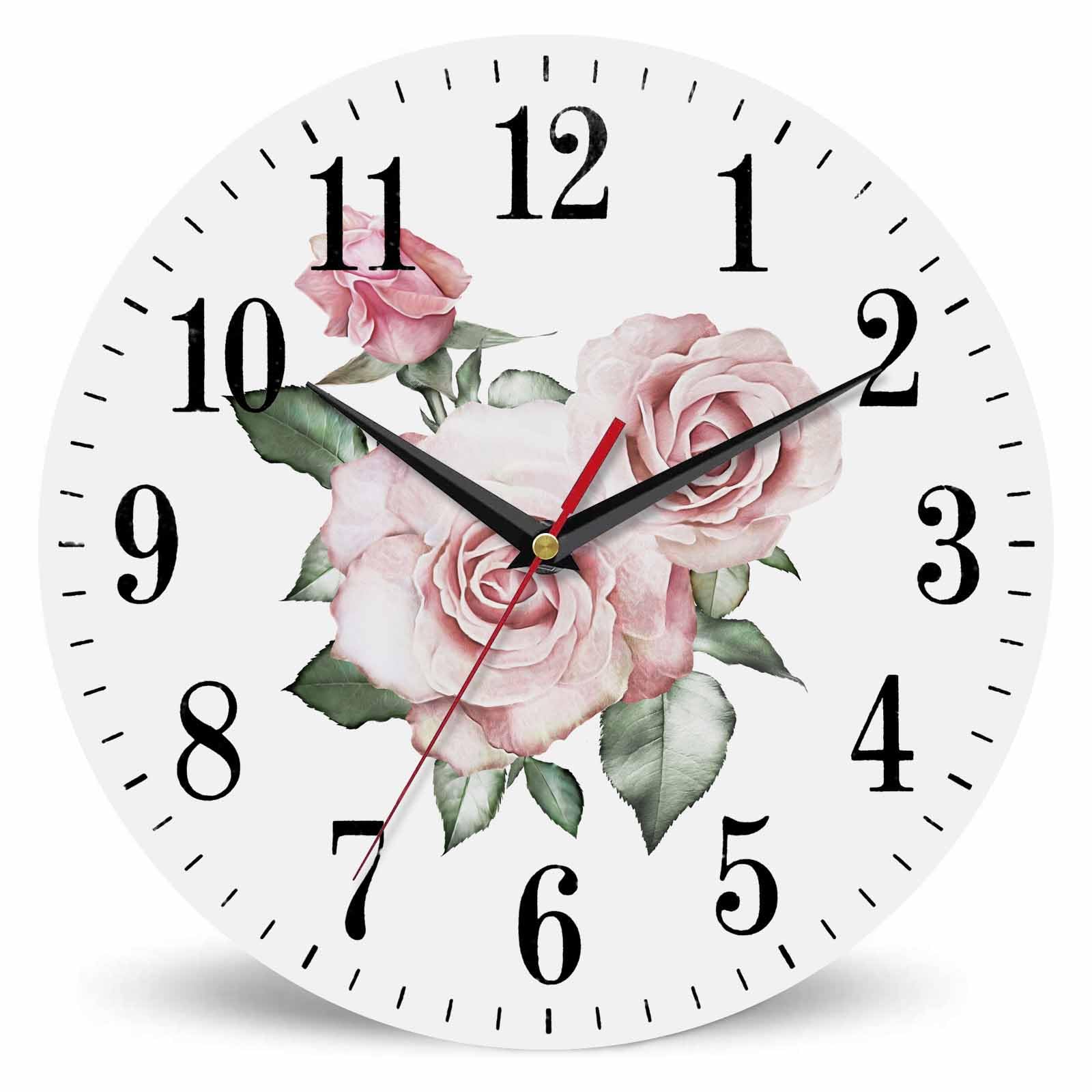 Horloge murale rose silencieuse pour travailler au bureau sans bruit