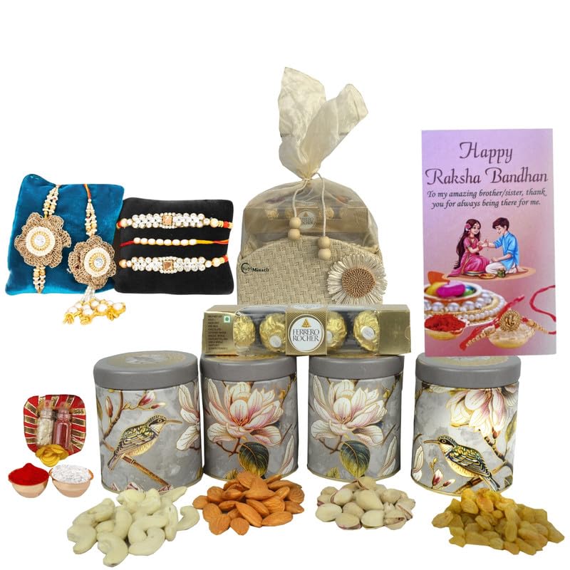 Image of NUTRI MIRACLE Rakhi Gifting for Parents with Mixed Nuts and Treats | Birthday Gifting Assortment with Dried Fruits and Chocolatess