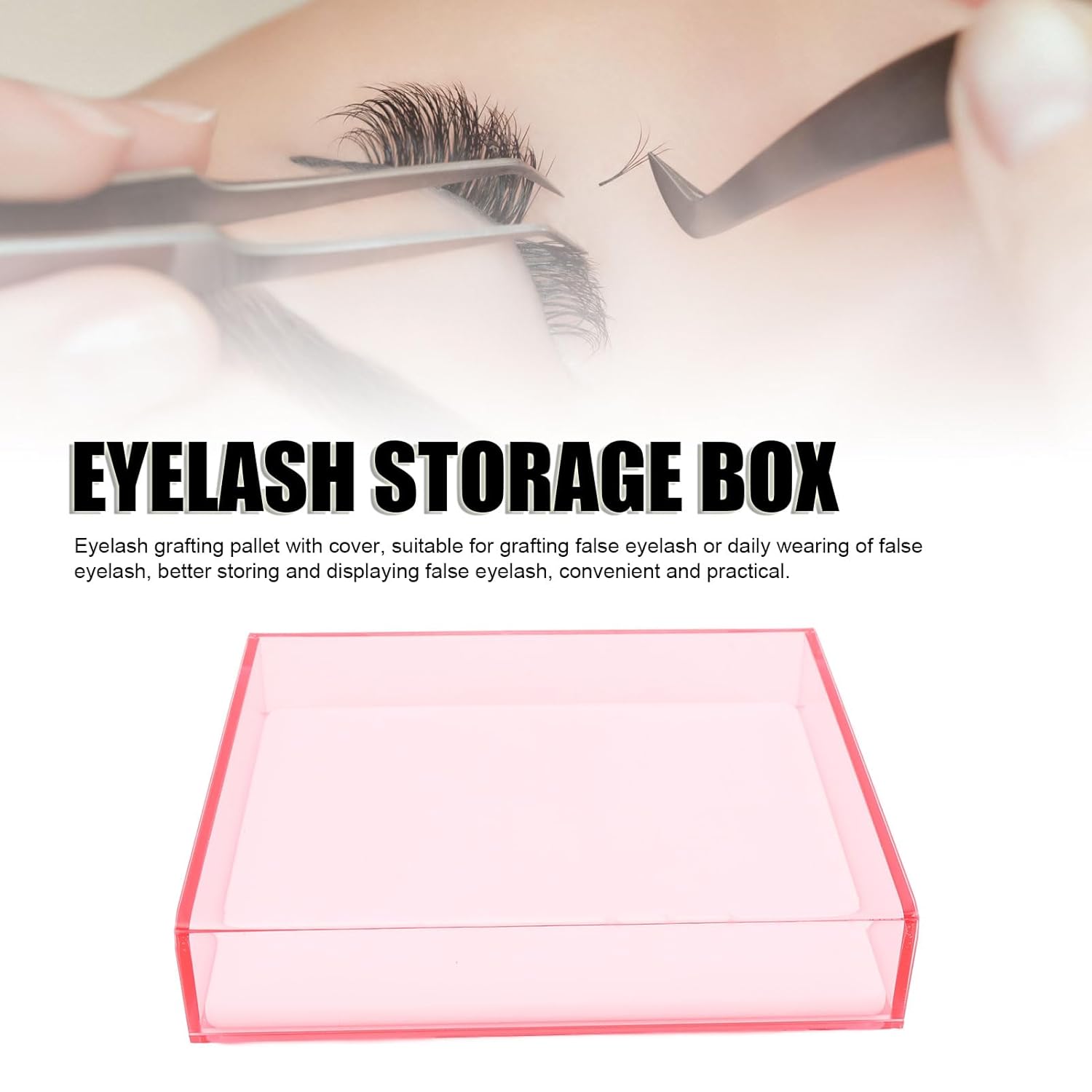 Acrylic Eyelash Extension Pallet, Eyelash Grafting Pallet False Eyelash Storage Box Thickened Acrylic Grafting Lash Pallet with Cover Lash Extension Organizer