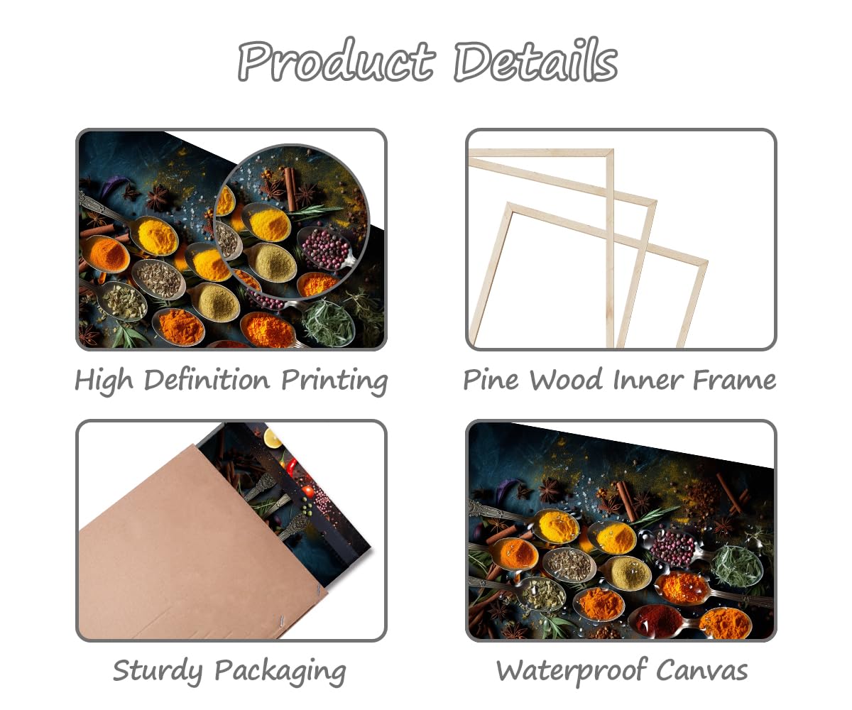 Piy Painting 3 er set Wandkunst Leinwand Malerei Buntes Gewürz Wandbilder Modern Bilder Poster Kunstdrucke Wasserfesten Leinwandbilder Mit Rahmen Schlafzimmer Wohnzimmer 57x40 cm