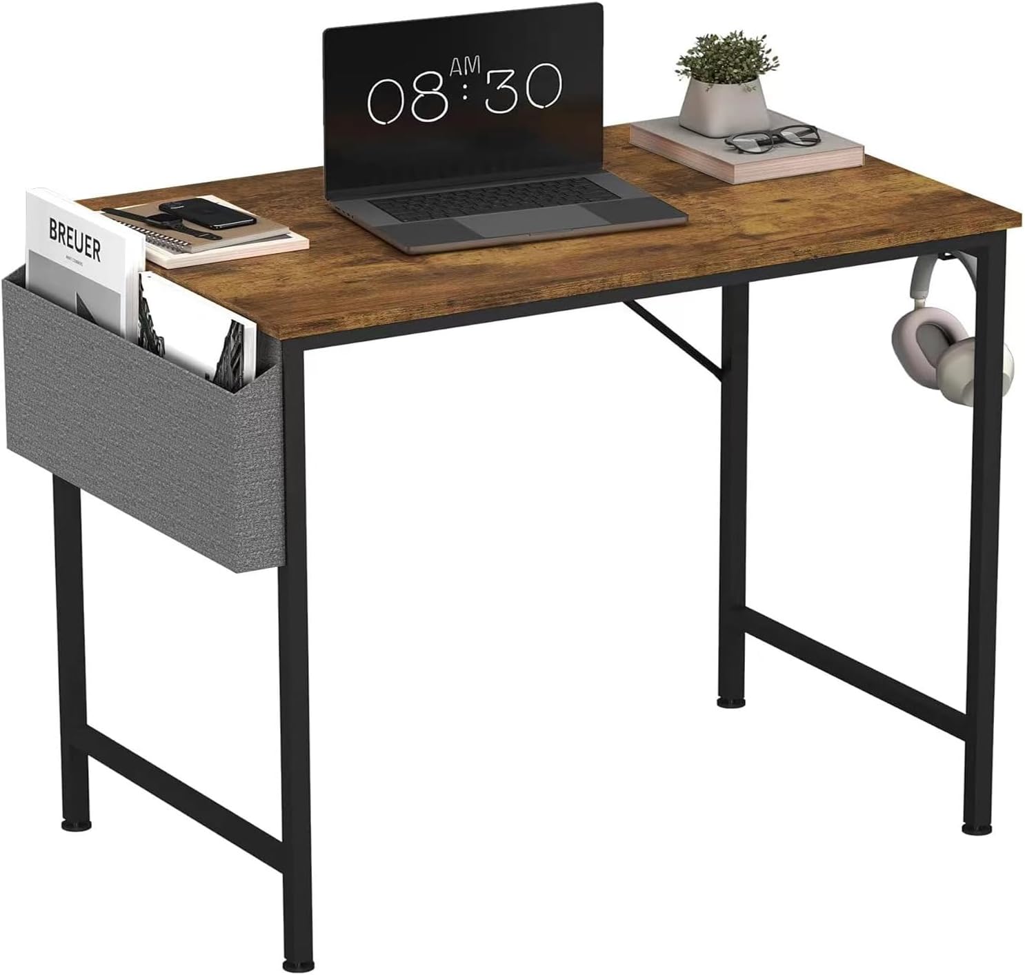 Panana Computer Desk Home Office Writing Study Desk, Modern Simple Style PC Table (Brown, 100 x 50 x 75 cm)