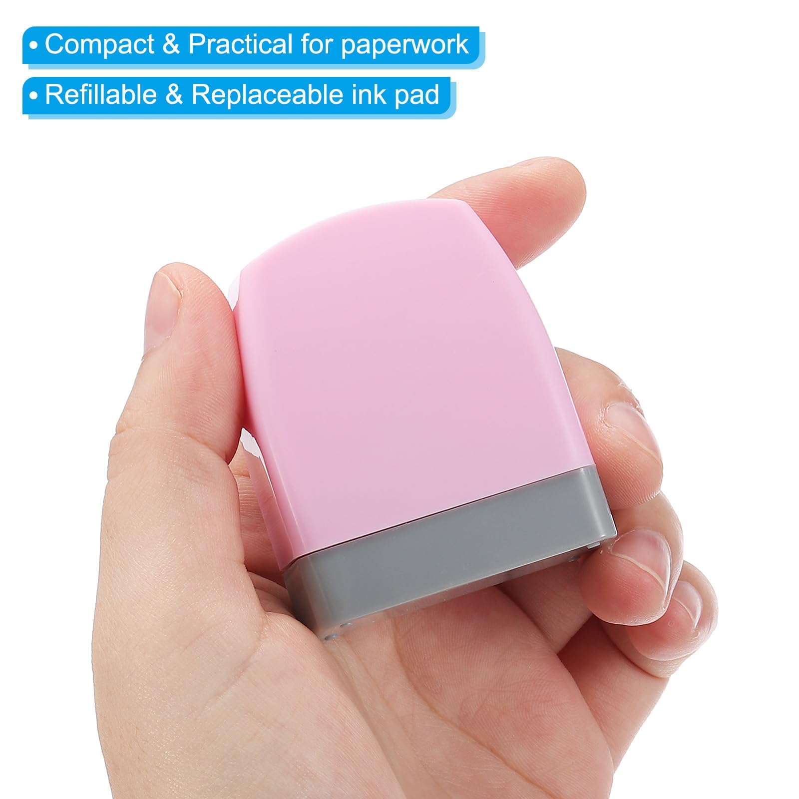 PATIKIL Timbro Approvato Autoinchiostrante, Inchiostro Rosso Timbri per Ufficio Timbro Personalizzato Messaggio Preinchiostrato Ricaricabile, Rosa