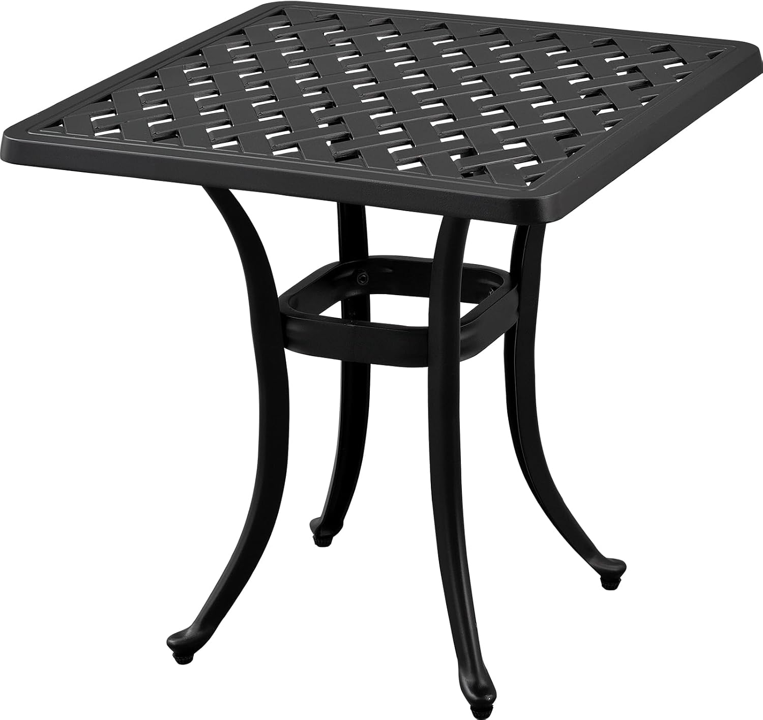 21”Cast Aluminum Outdoor Side Table, Cast Aluminum Patio End Tables, Weather Resistant End Table, Coffee Table for Patio, Porch, Deck, Garden, Black (1, Black)