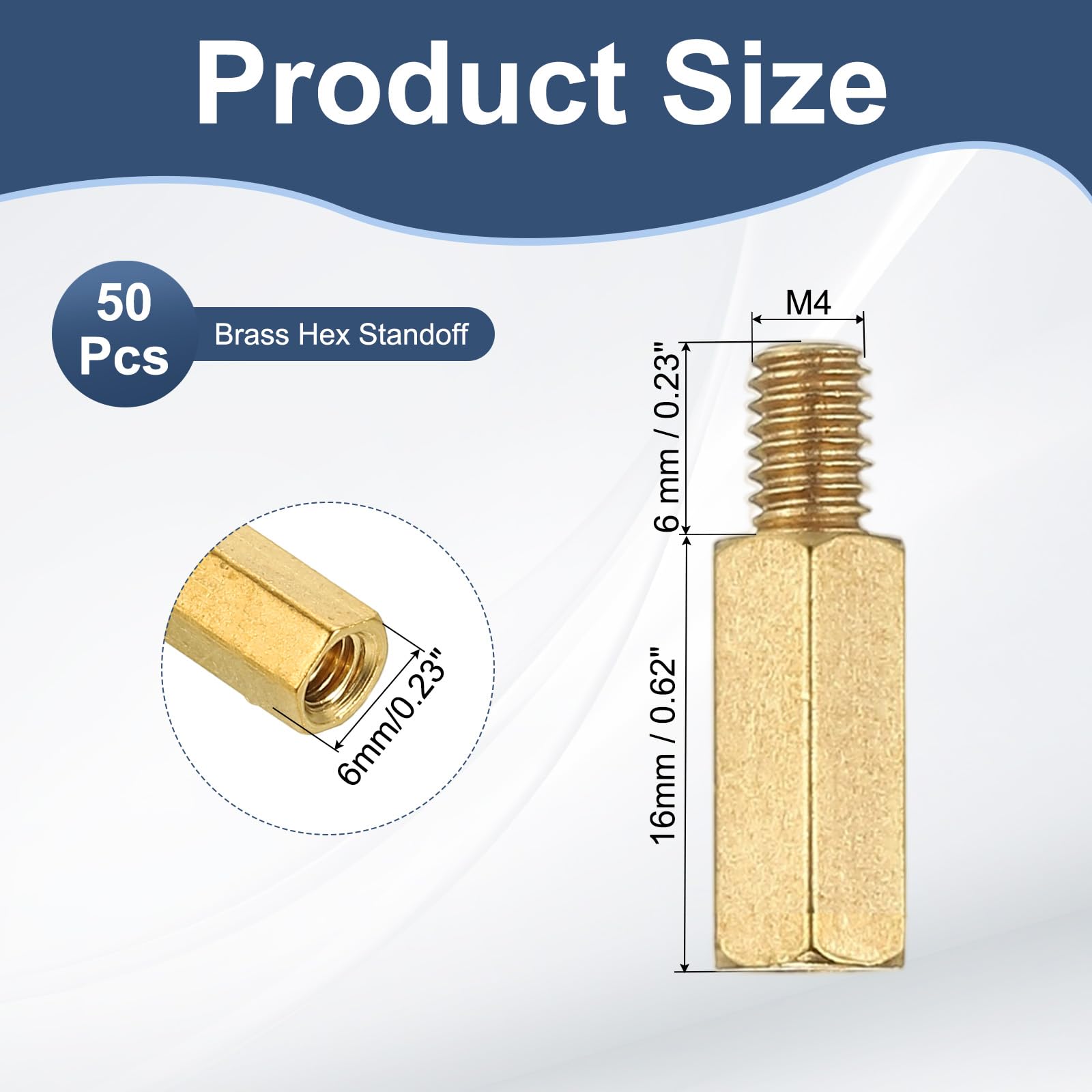 PATIKIL M4 Brass Hex Standoff - Image 2