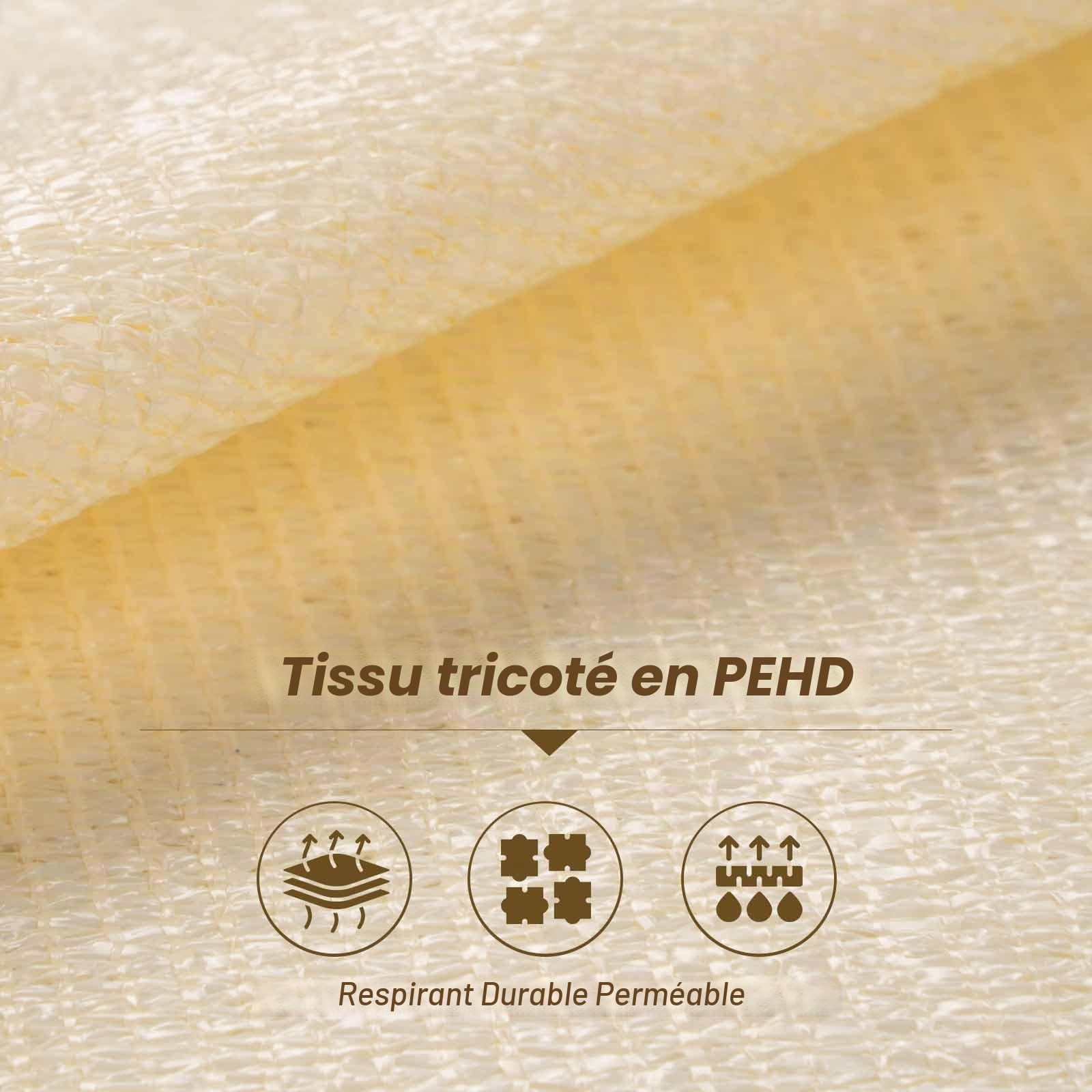 Voile d’ombrage Triangulaire 5x5x7.1 m - Toile Ombrage Extérieur Triangle HDPE Respirant (185g/m²) Voile Ombrage avec 98% de Protection UV pour Patio Jardin Pergola, Crème
