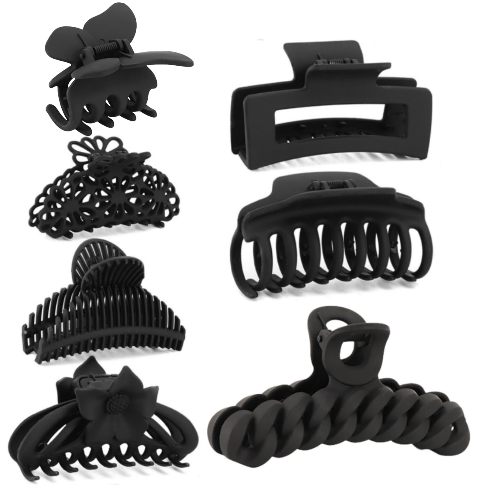 SEVEN LUCKY LIGHT Hair Clips for Women,7 Pcs Different Sizes and Styles Claw Clips,Black Hair Clips for Thick Hair,Thin Hair