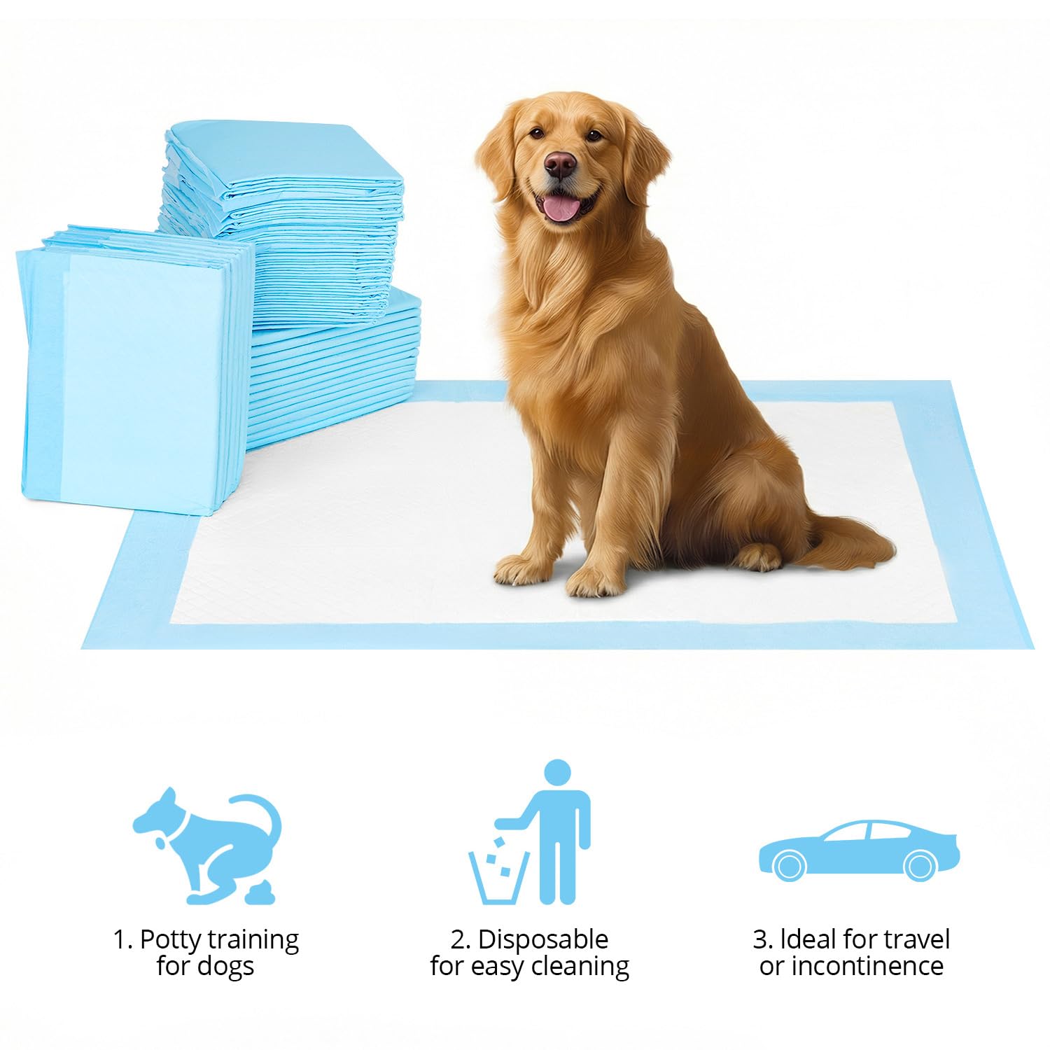 QWORK® 60 Piezas Almohadillas para Cachorros, 75 x 85 cm Almohadillas de Entrenamiento para Mascotas, Alfombrillas para Orinar Altamente Absorbentes, para Medianos Mascotas Pequeñas
